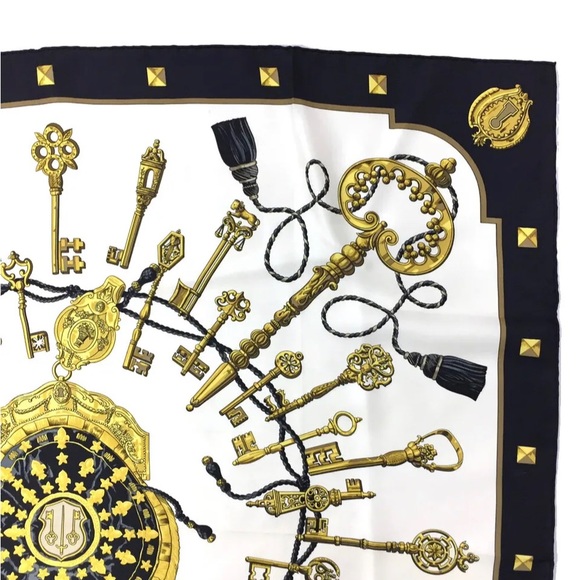 HERMES LES CLES Carre 90 Multicolor Silk 100% Scarf - Picture 7 of 8